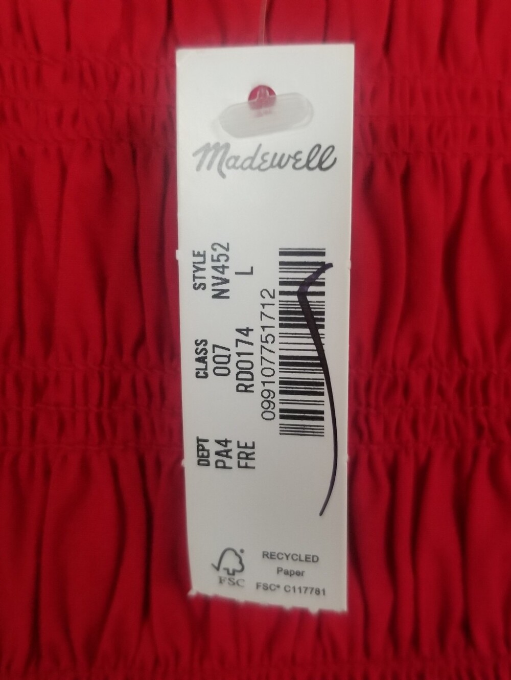 Madewell Smocked Maxi Dress Size Large NWT - Picture 10 of 10